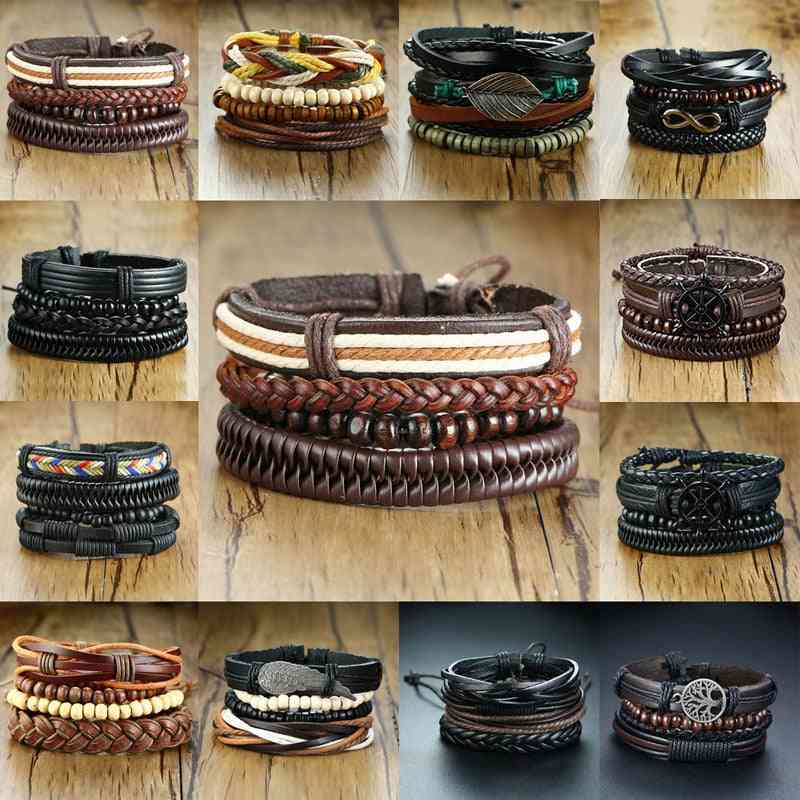 Mixed Leather Wrap, Punk Style Bracelets
