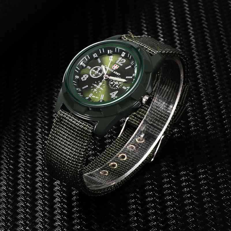 Zegarek wojskowy z nylonowym paskiem, męskie zegarki kwarcowe na rękę