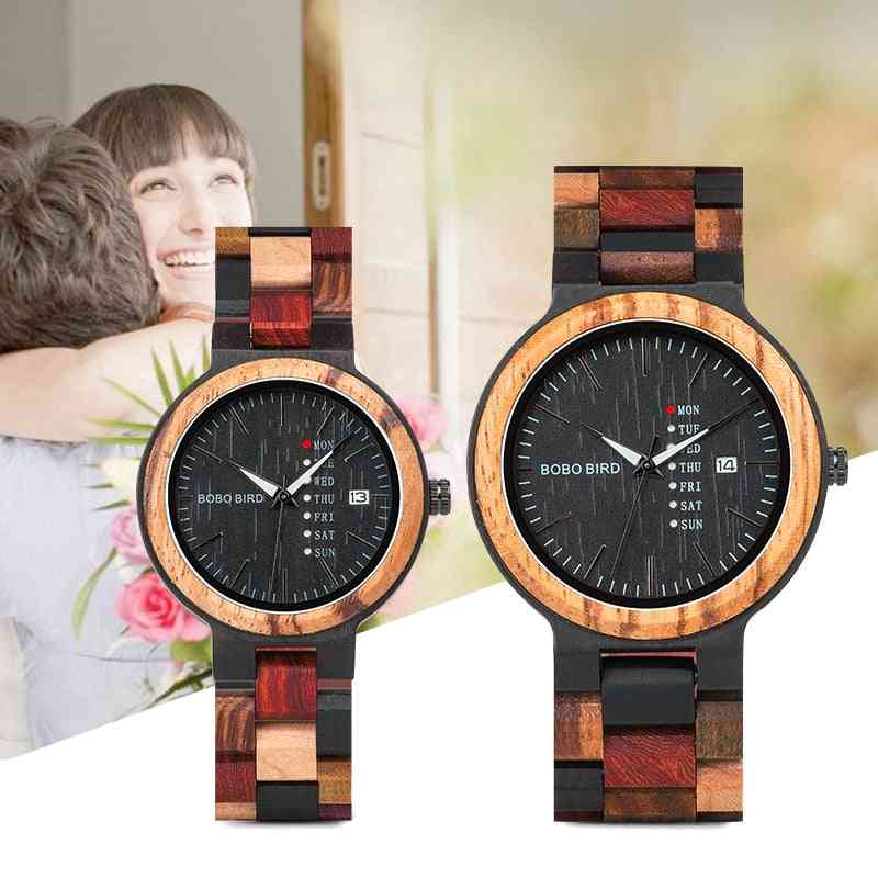 Kwarcowy kolorowy drewniany zegarek/damski