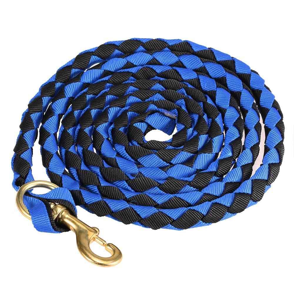 Braided Horse Leading Rope, Halter With Brass Snap