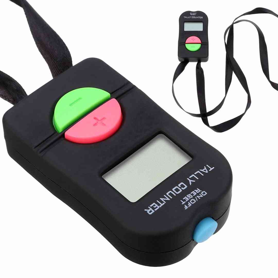 Digital Tally Counter Black, Abs Electronic Manual Clicker, Security Running For Golf Gym