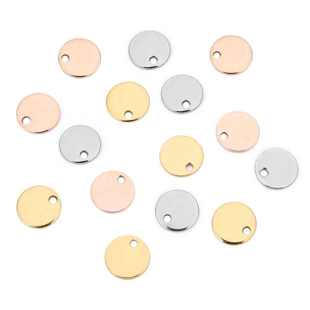 50pcs/lot Stainless Steel Blank Tags Diy For Jewelry Making Round Charms