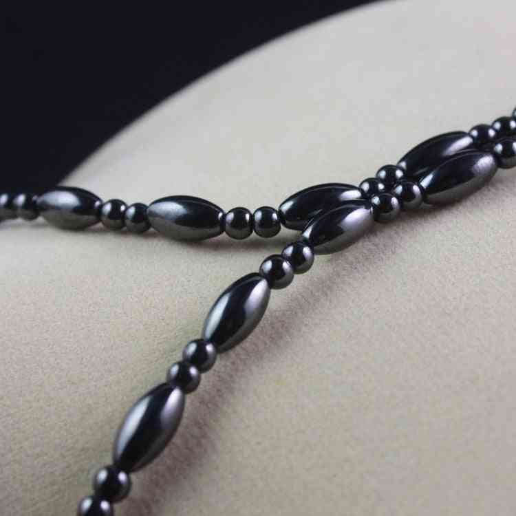 Magnetic Hematite Oval Beads Necklace