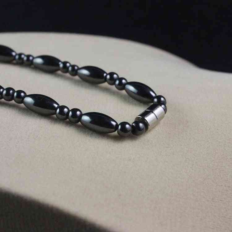 Magnetic Hematite Oval Beads Necklace