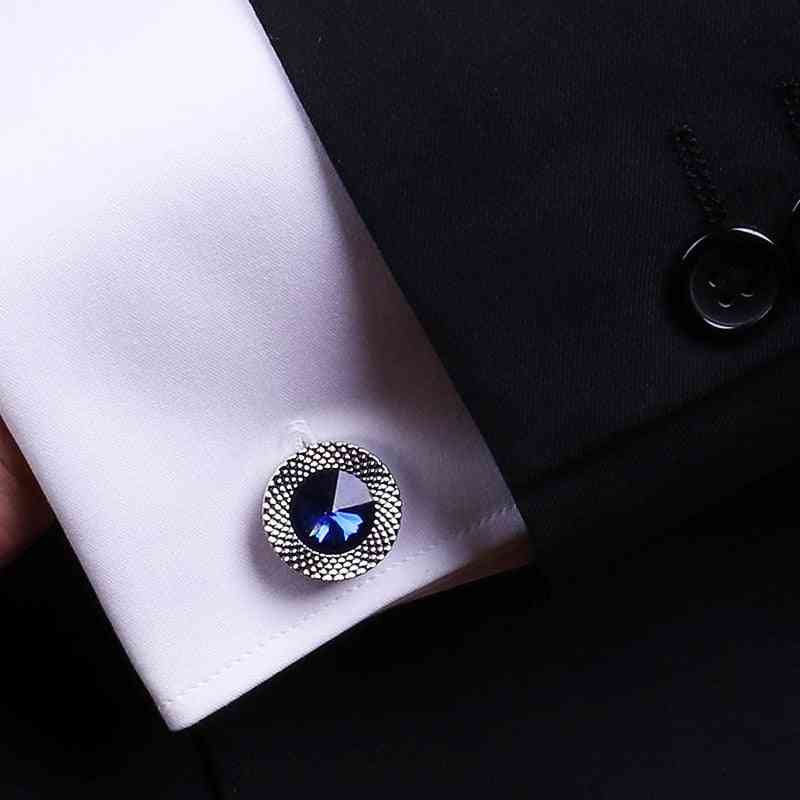 класическа марка синьо призматично копче за маншет, дизайнерска мъжка риза конус