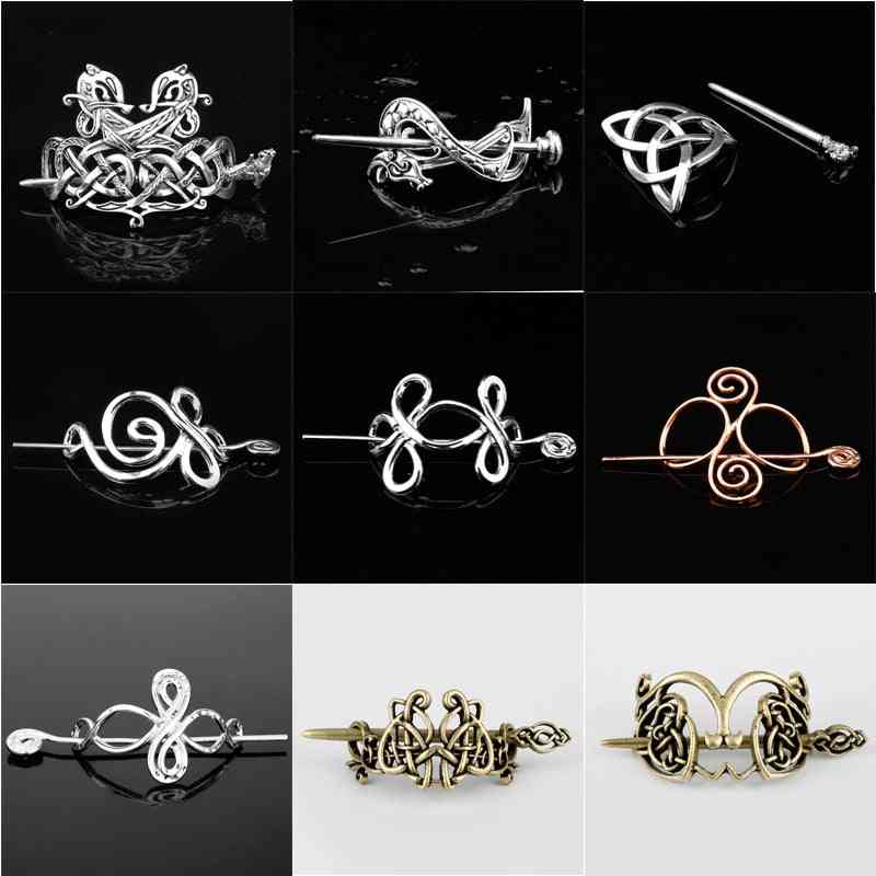Viking Hair Jewelry Celtics Knots Crown, Hairpins Vintage Style Bronze