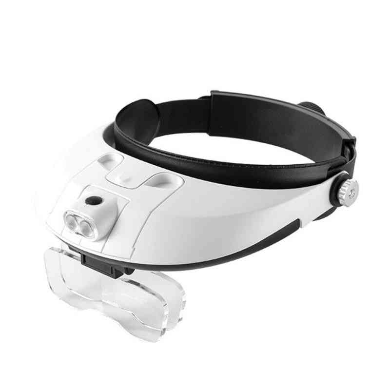 Led Headband Magnifying Loupe Detachable Headlamp Glass With 5 Replaceable Lens