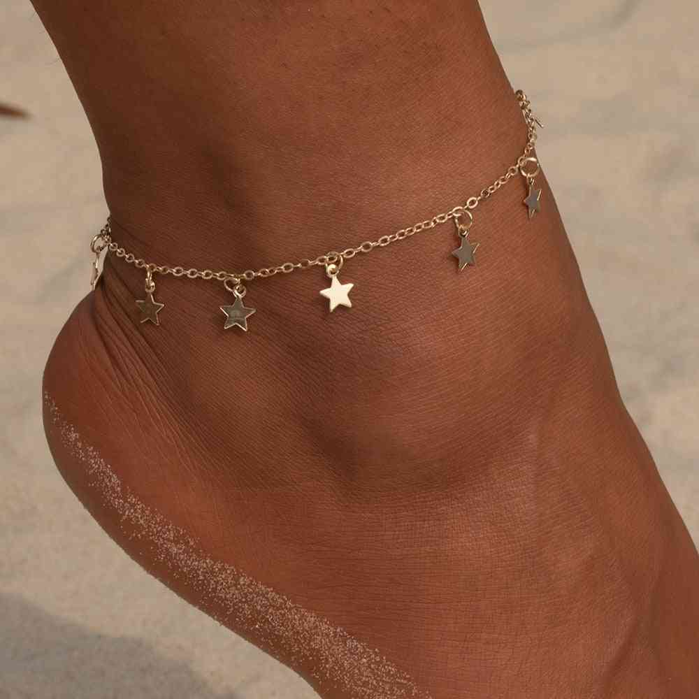 Star Pendant Foot Chain Summer Yoga Beach Leg Bracelet, Charm Anklets Jewelry