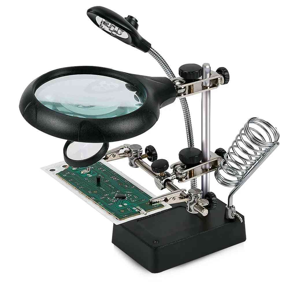 Svetsförstoringsglas med led-ljus, linshjälpklipps-lupp-skrivbord