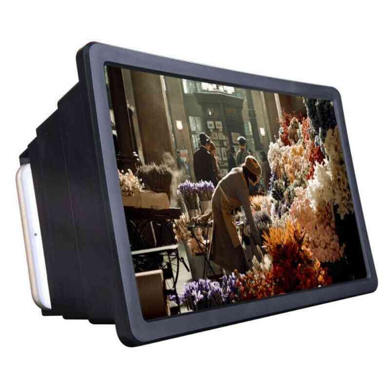 Lupa do ekranu telefonu komórkowego, wzmacniacz wideo 3D HD ze składanym stojakiem na uchwyt