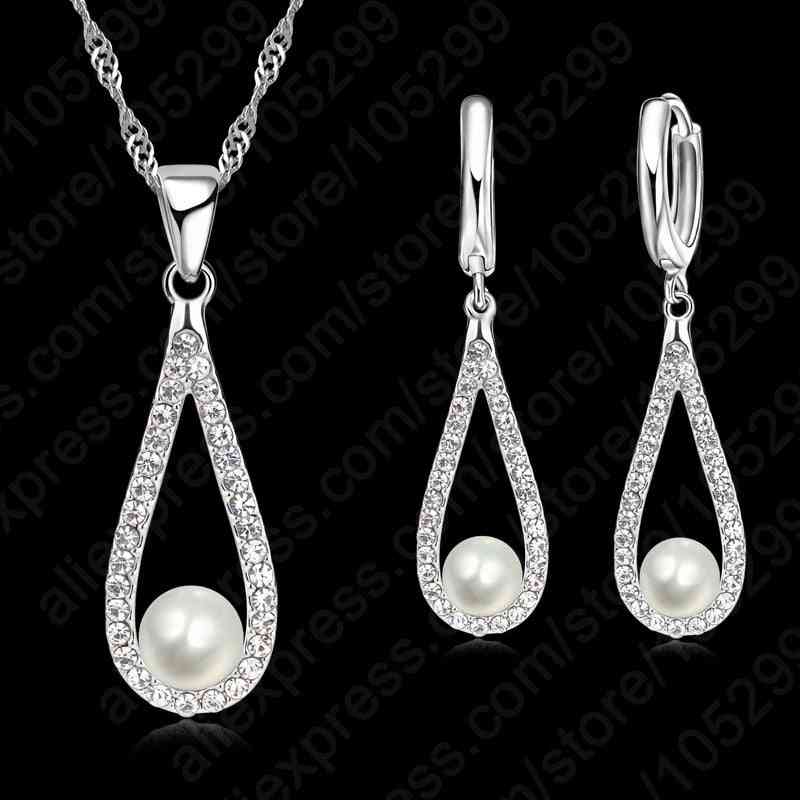 925 Sterling Silber glänzend cz Kristall Wassertropfen Perlenketten