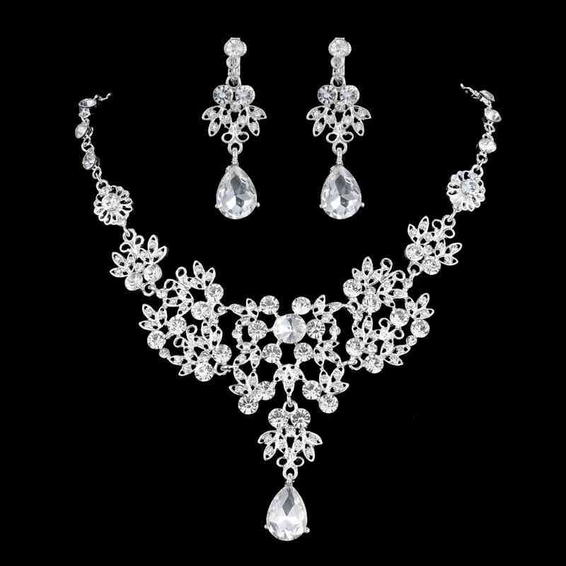 Diadème en cristal de mode, couronnes, boucle d'oreille, collier, accessoires de bijoux de mariage