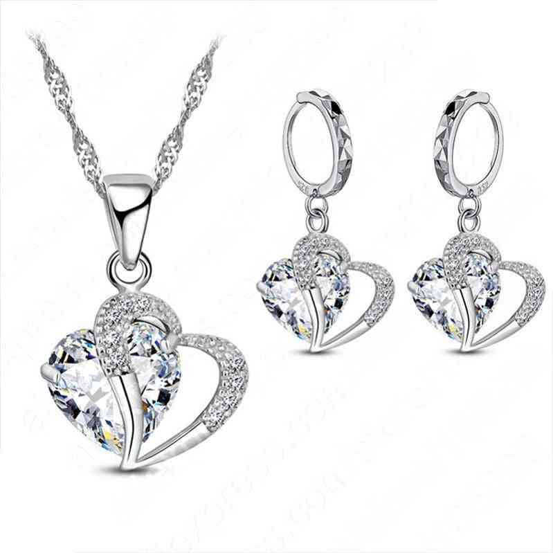 925-sterling Silver Cubic-zircon Necklace Set