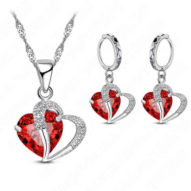 925-sterling Silver Cubic-zircon Necklace Set