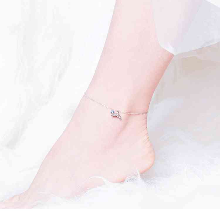 925 Sterling Silver Fish Tail Foot Anklets Bracelets
