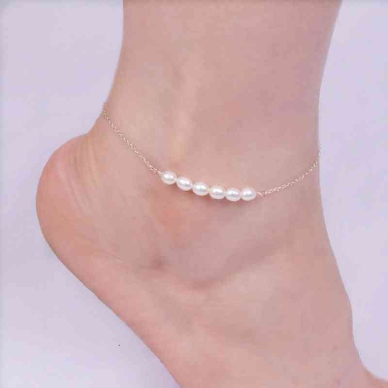 925 Sterling Silver Anklets For Women With Natural Freshwater Pearls