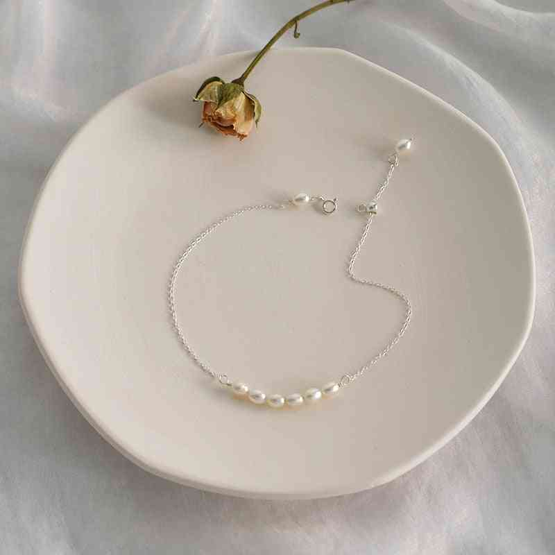 Bracelets de cheville en argent sterling 925 pour femmes avec perles d'eau douce naturelles