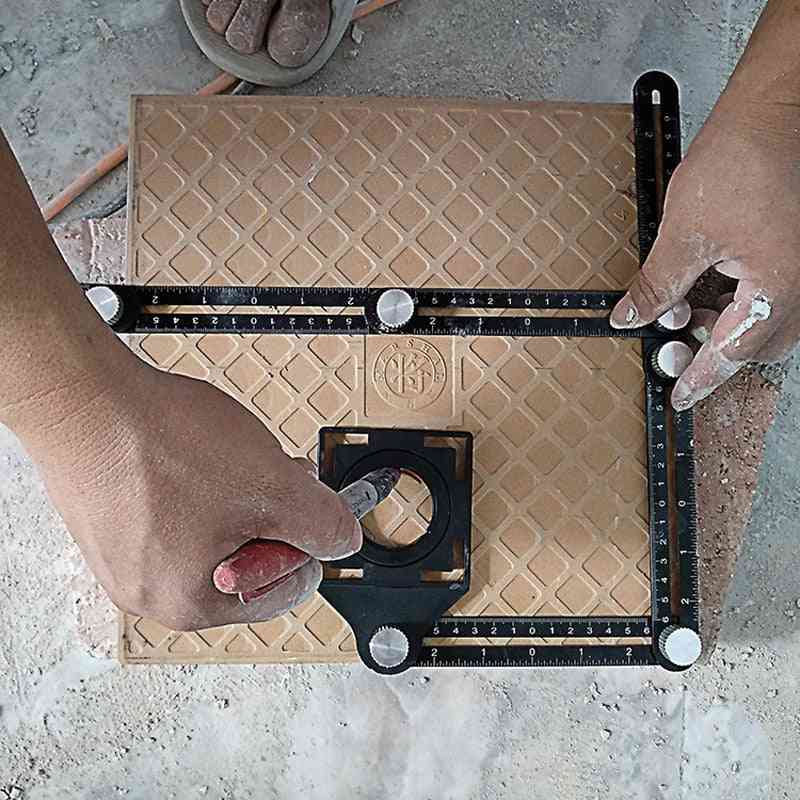 Multi Angle Measuring Ruler, Aluminum Folding Positioning Diy Wood Tile Tool