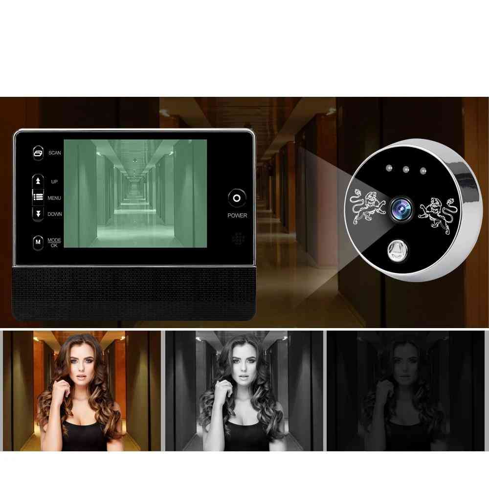 3,5-palčni hd monitor digitalni pregledovalnik vrat z varnostjo, samodejnim snemanjem, nočnim vidom