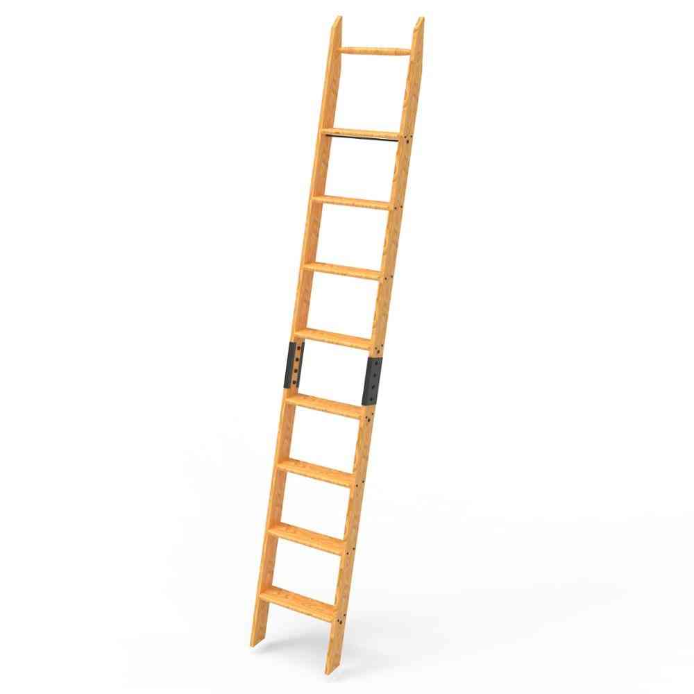Solid Wood Oak Library Ladder, Unassembled Easy Installed