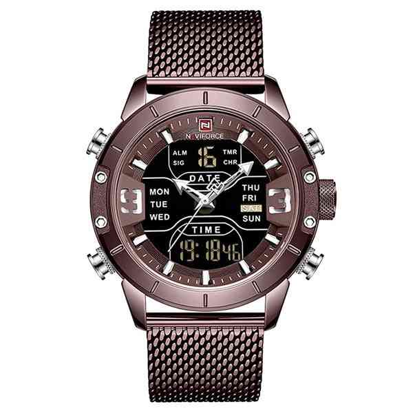 Sport Analog Digital Watches, Men Stainless Steel Watch