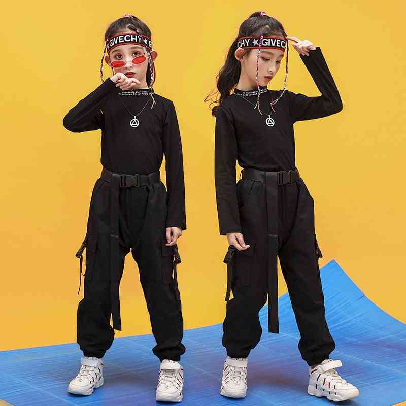 детско хип-хоп облекло, суичър, работещи ежедневни панталони за момичета танцови дрехи