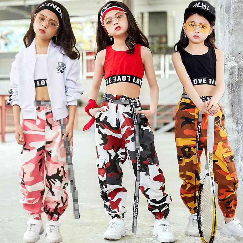 Piger hip-hop street dance tøj, vest bukser børn forestilling dance tøj