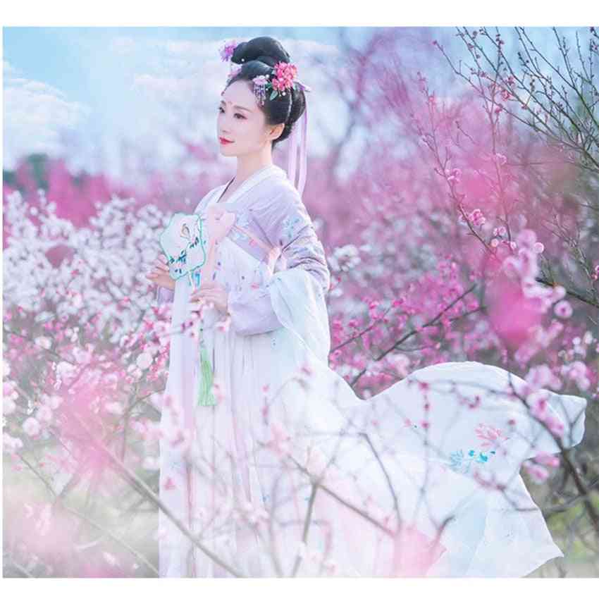 Woman hanfu Embroidery Oriental Tang Ancient Photography Dress