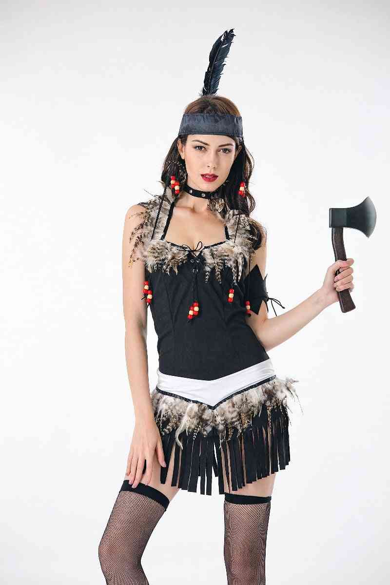 Vestito operato da cacciatore della principessa nativa con frange delle foreste selvagge