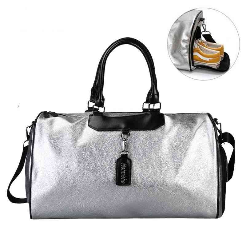 Sports Luggage Travel Bags With Tag Duffel, Gym Leather Women Yoga Fitness