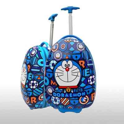 Lovely Cartoon Trolley Case Child Trip Doraemon Egg Shaped Luggage Cat Suitcases Baby  (16 Inch)