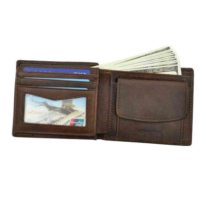 Muški novčanici od prave kravlje kože s džepom za novčiće, vintage torbicom i držačima za kartice