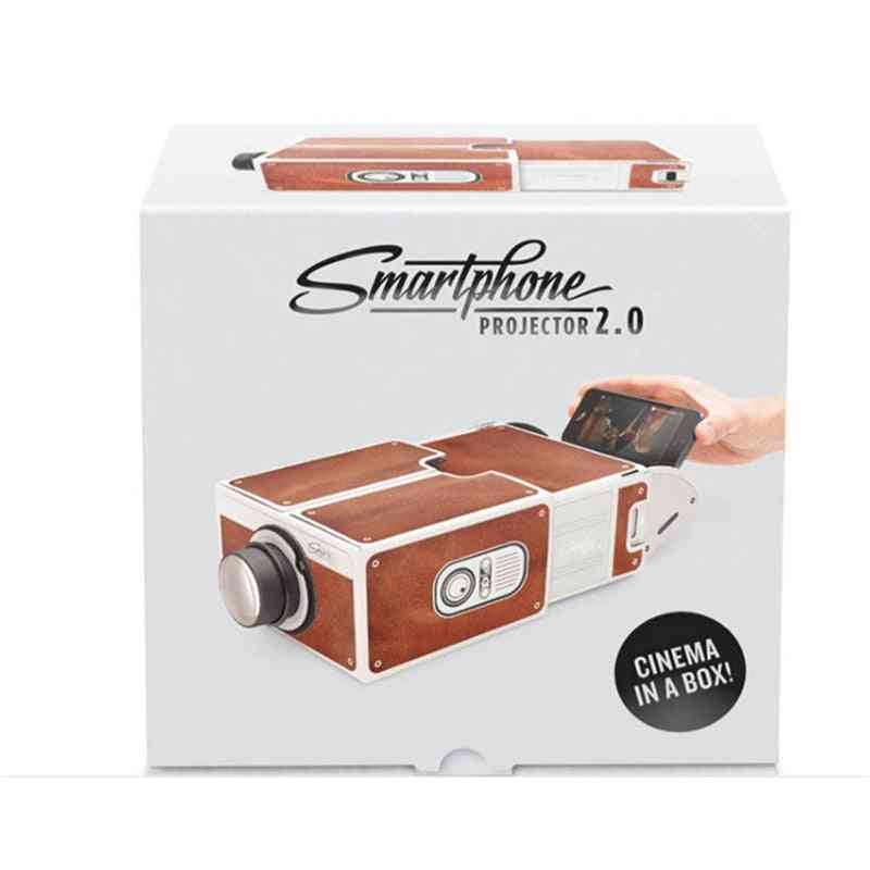 Mini projektor, prenosný kartón pre domácich majstrov pre chytrý telefón