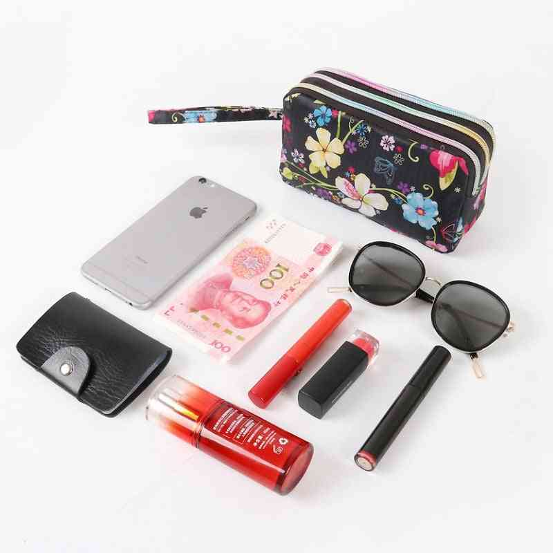 Print Wallet Canvas Zipper Large Capacity, Day Clutch Coin Purse For Cellphone