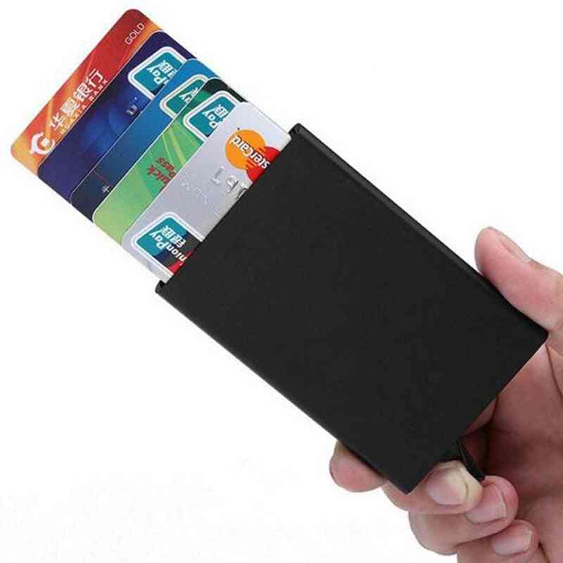 Suport pentru card de credit din oțel inoxidabil, cartelă de identitate subțire anti-protecție pentru călătorie și portofel