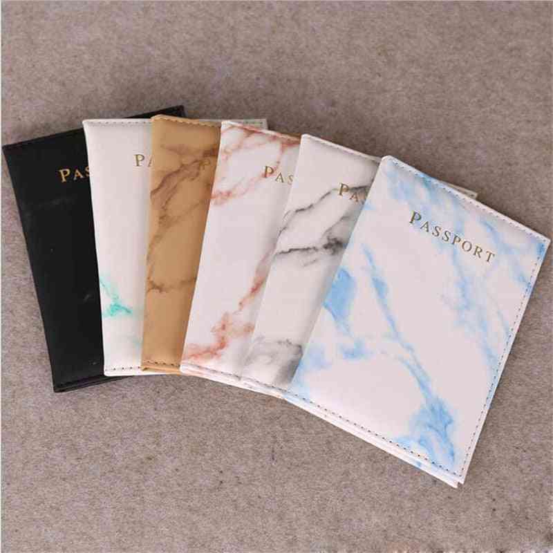 Passport Cover Pu Leather Marble Style, Travel Id Credit Card Holder, Packet Wallet