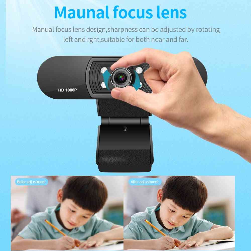 Multifunctionele full hd, 5-laags optische lens webcam met ingebouwde microfoon