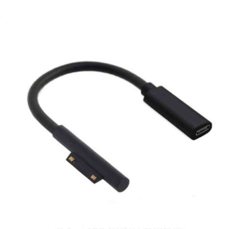 USB Type-C strømforsyning til Microsoft Surface Pro 4 5 6 Go 0.2m 15V PD Opladningsadapterkabel