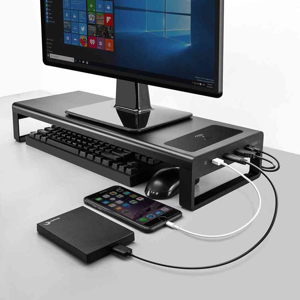 Supporto per monitor per caricabatterie wireless usb supporto per monitor da tavolo base per computer / laptop