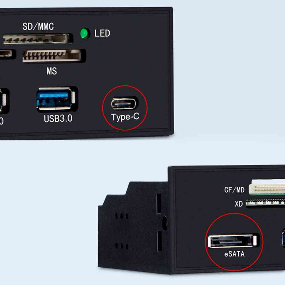 USB-Frontplatte Multi-Port-PC-Frontplatte Interner SATA-Typ-C MD Tf SD-Kartenleser