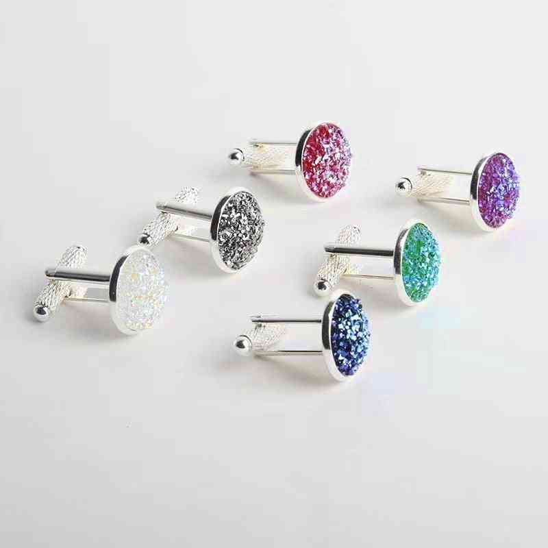 Luxe drusy stenen manchetknopen voor mannen-vrouwen ronde strass overhemd accessoire