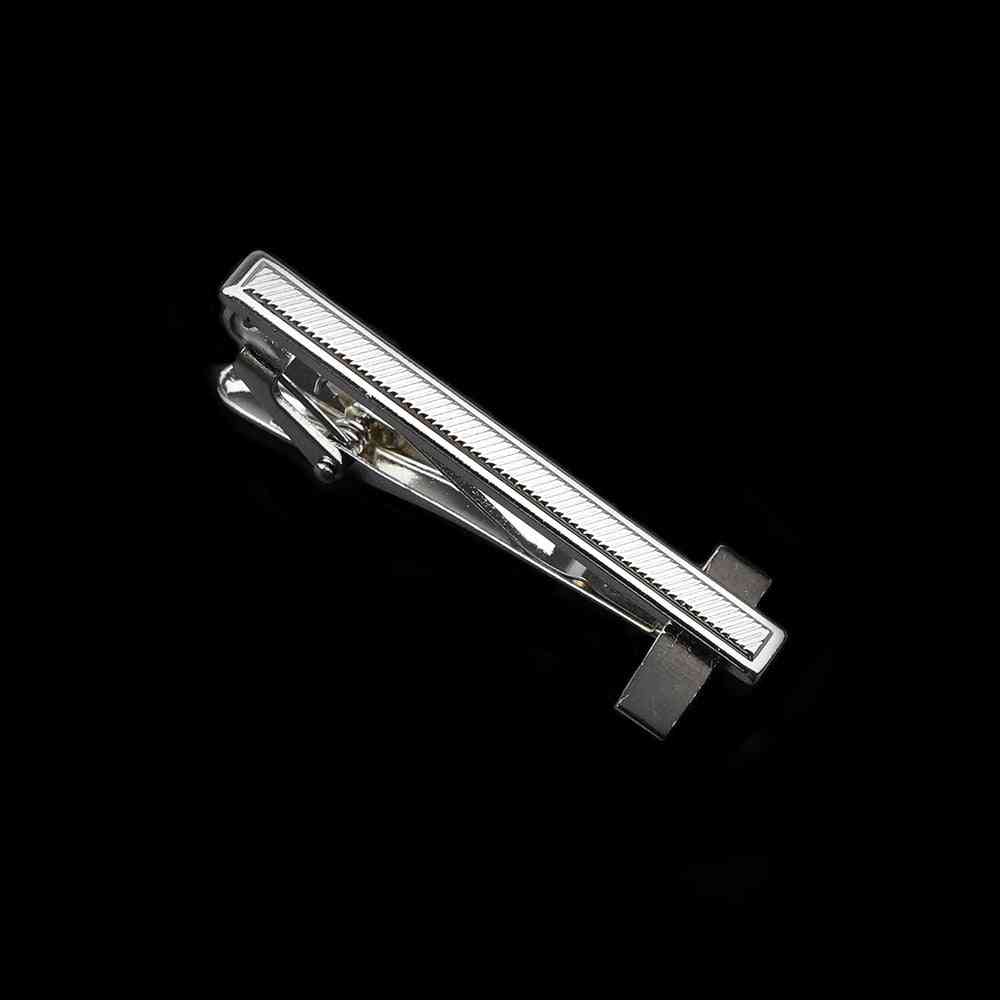 Men's Bright Chrome Stainless Steel Jewelry  Necktie Clips Pin Clasp