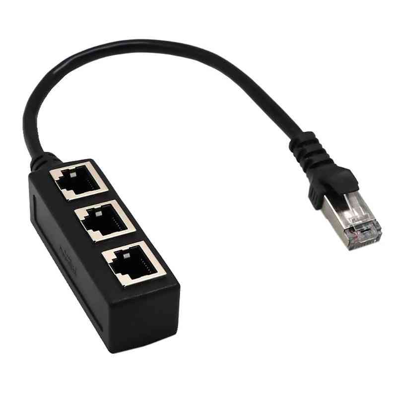 Rj45 Ethernet Splitter Cable Male To 3 Female Switch Adapter Connector