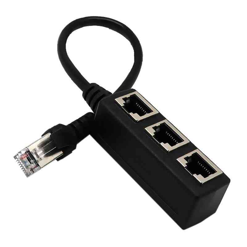 RJ45 kabel rozgałęźnika Ethernet męski na 3 żeńskie złącze adaptera przełącznika