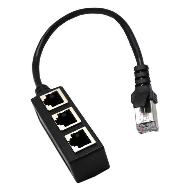 RJ45 kabel rozgałęźnika Ethernet męski na 3 żeńskie złącze adaptera przełącznika