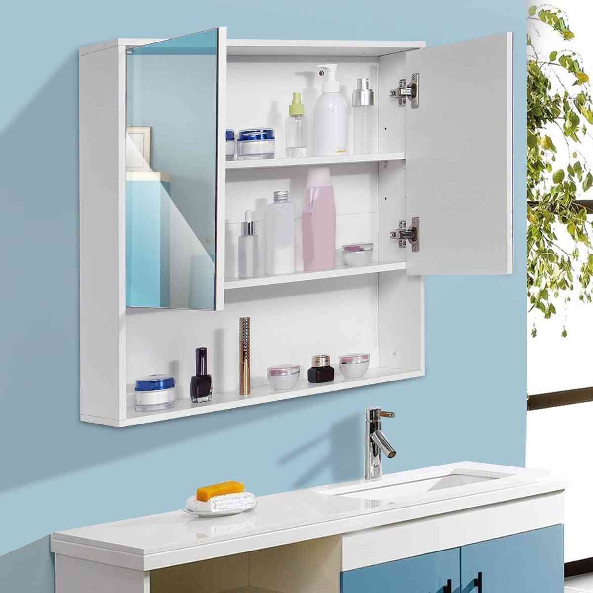 Bathroom Mirror Cabinet, Wall Mounted Furniture Cupboard Shelf Storage Cabinets