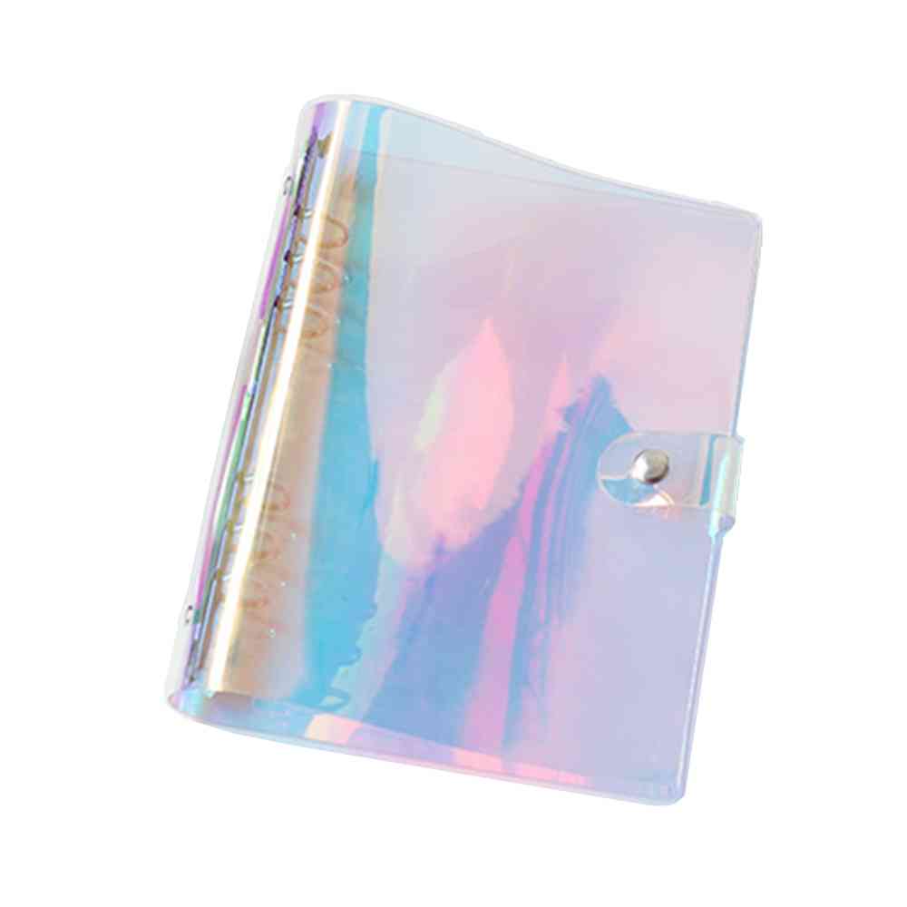 Tapa de carpeta transparente de 6 agujeros, cuaderno de arcoíris