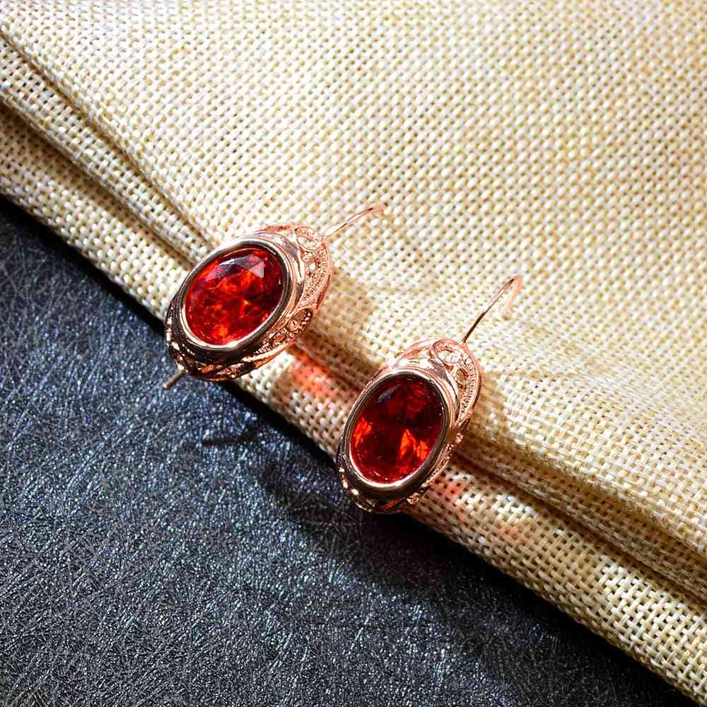 Krystal runde smykkesæt - halskæde og øreringe, vintage mode stil