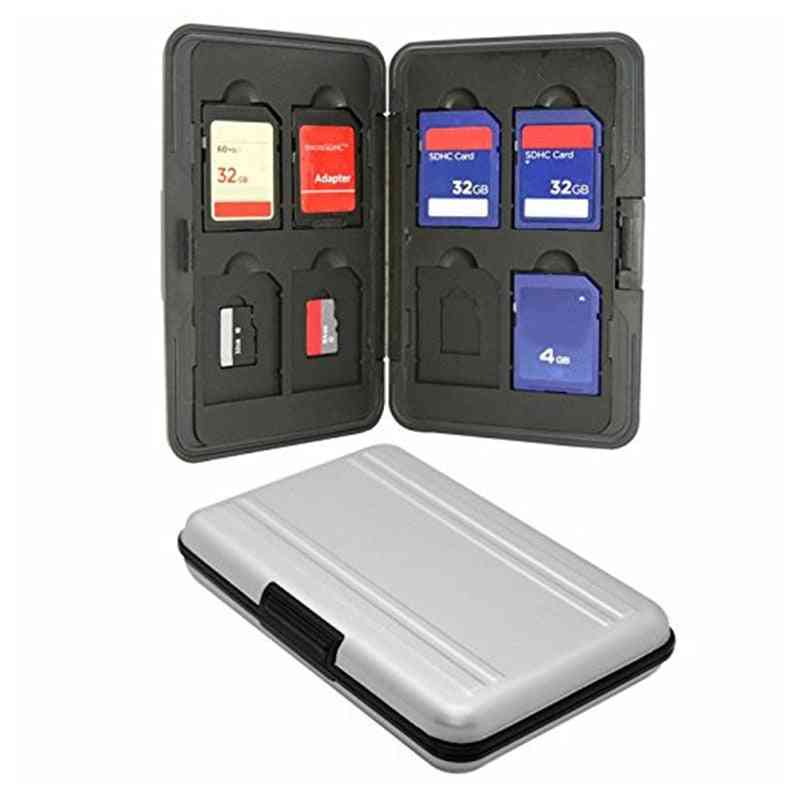 Silver Micro Sd Card Holder Sdxc Storage Holder Memory Card Case Protector For Sd/ Sdhc/ Sdxc/ Micro Sd