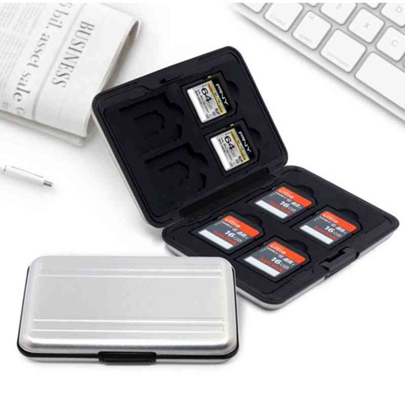 Silver Micro Sd Card Holder Sdxc Storage Holder Memory Card Case Protector For Sd/ Sdhc/ Sdxc/ Micro Sd